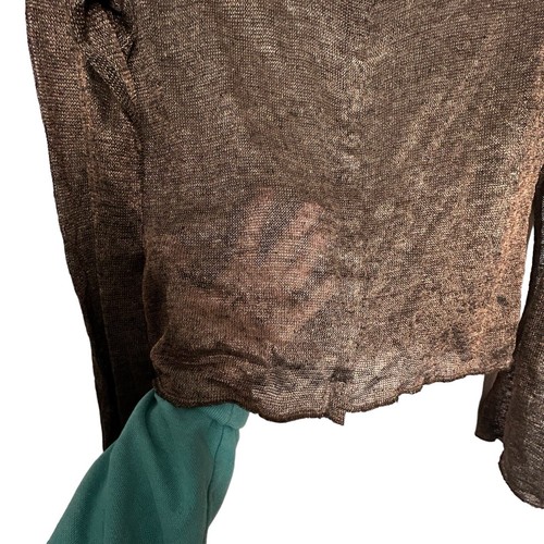 Jill Anderson Designer Copper Color Metallic Trumpet Sleeve Cardigan Sz S - Picture 10 of 14