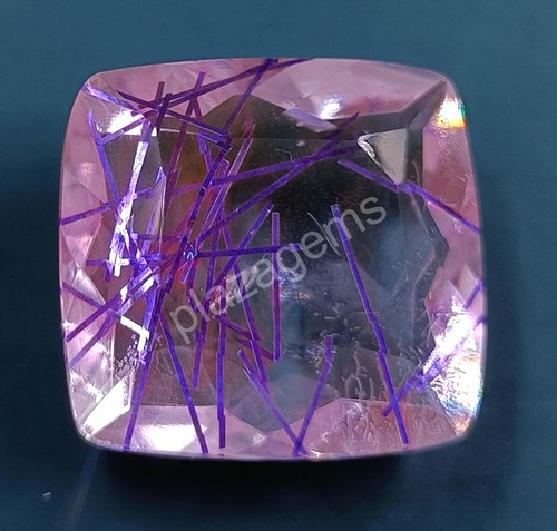 69.20 CT Cushion Purple Rutilated Quartz Certified Transparent Loose Gems 5MRS - Picture 8 of 8