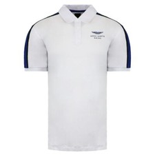 Hackett Aston Martin Racing Shoulder Panel  White Mens Polo Shirt HM562677 802