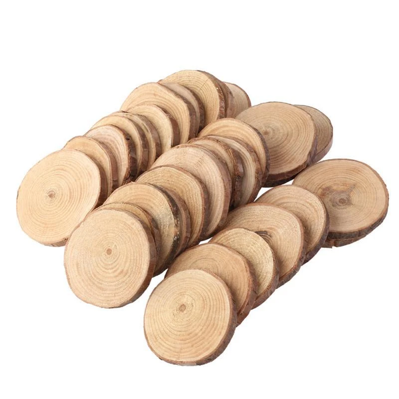 Wood Slices Discs Small Pieces Unfinished Crafts Log Natural Craft Decor 100ps