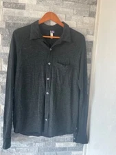 Men's IBEX 100% Merino Wool Long Sleeve Button Up Shirt-Stretch-Gray-Size Medium