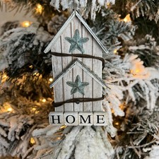 New Nice Kurt Adler 5.25" Wooden Home With Starfish Christmas Ornament-Nautical 