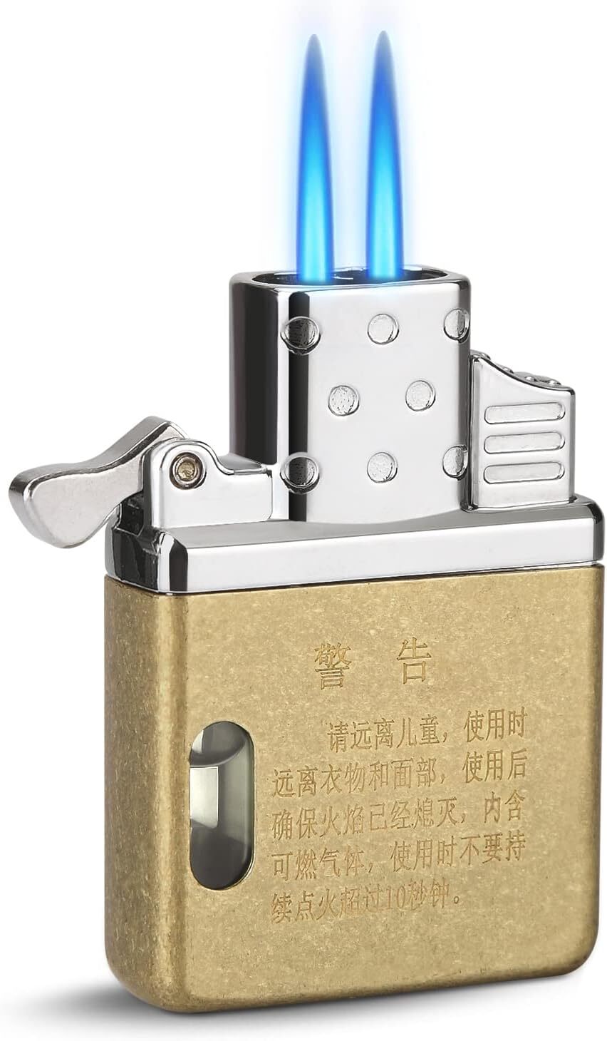 Butane Fuel Refillable, Cool Pocket Lighters Insert Double/