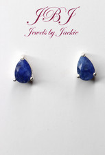 Sapphire Blue .925 Sterling Silver Natural 6x9 mm Pear Gemstone Stud Earrings