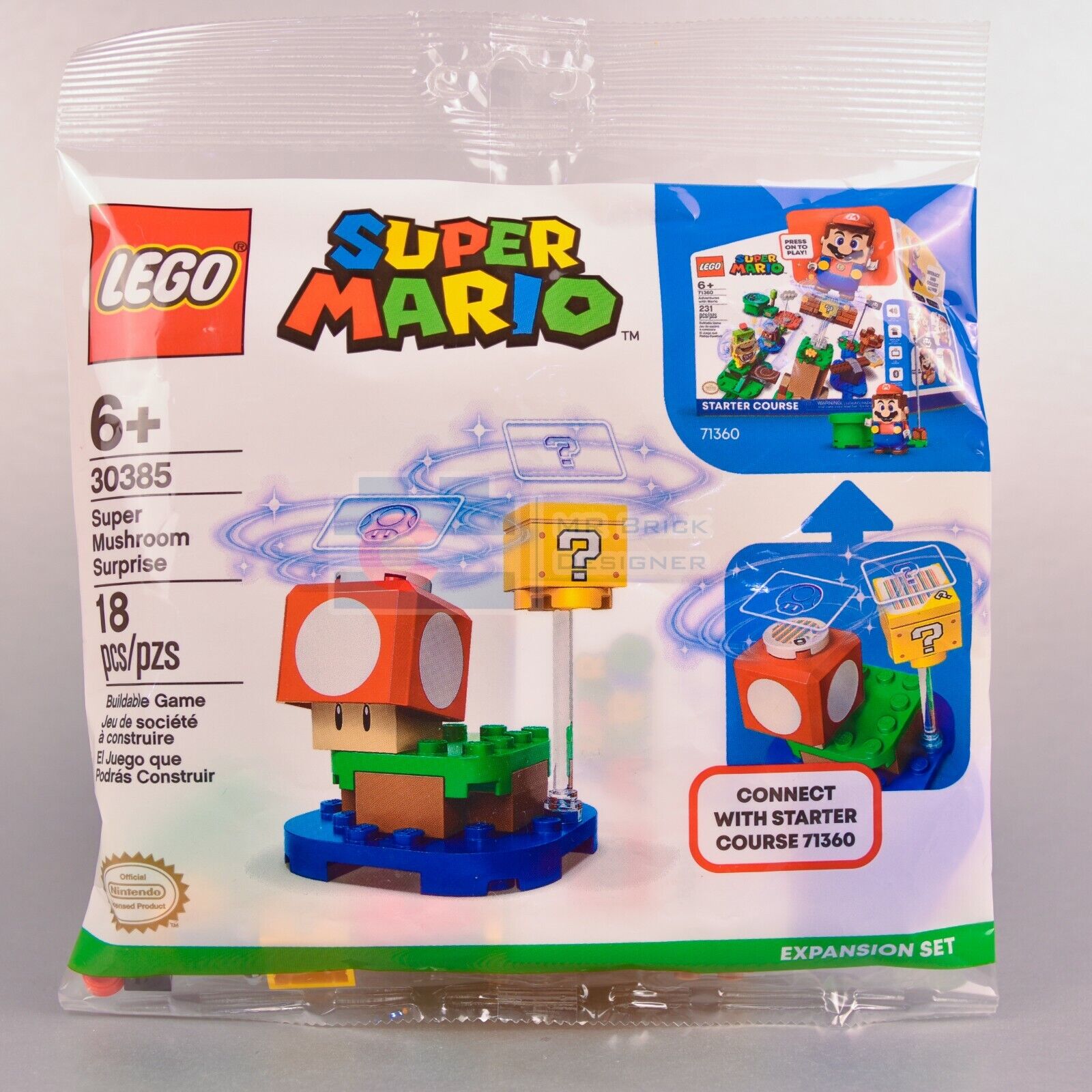 Sealed Lego 30385 Mario Polybag NIP Super Mushroom Surprise Polybag 18pcs  71360