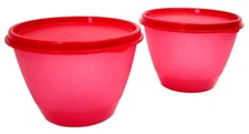 NEW Set of Two Tupperware Refrigerator Bowls 14 oz 1480-4 Red With Lids