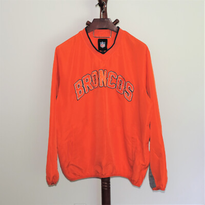 NFL Denver Broncos Pullover Windbreaker Jacker Adult size XXL V-Neck Orange Gray