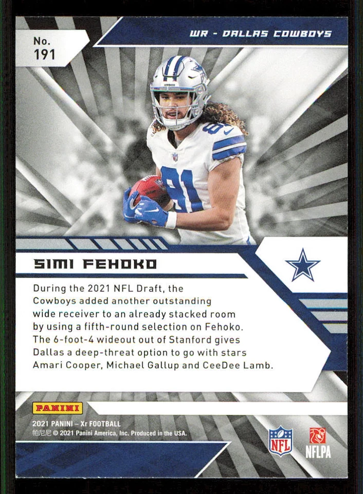 2021 Panini XR #191 Simi Fehoko RC - Image 2 of 2