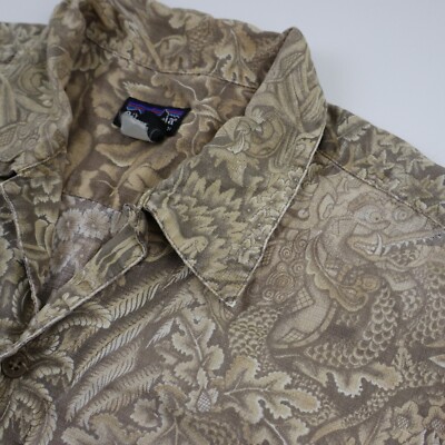 Vtg 90s Patagonia A/C Animals Floral Hawaiian Shirt Mens Small