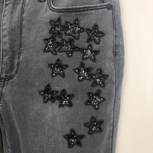 Philosophy Womens Jeans Size 4 Gray Wash Skinny Sequin Beaded Stars Embellished - Picture 3 of 8