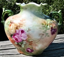 J.P.L. France Rose Vase Signed M. Hartigan 1904