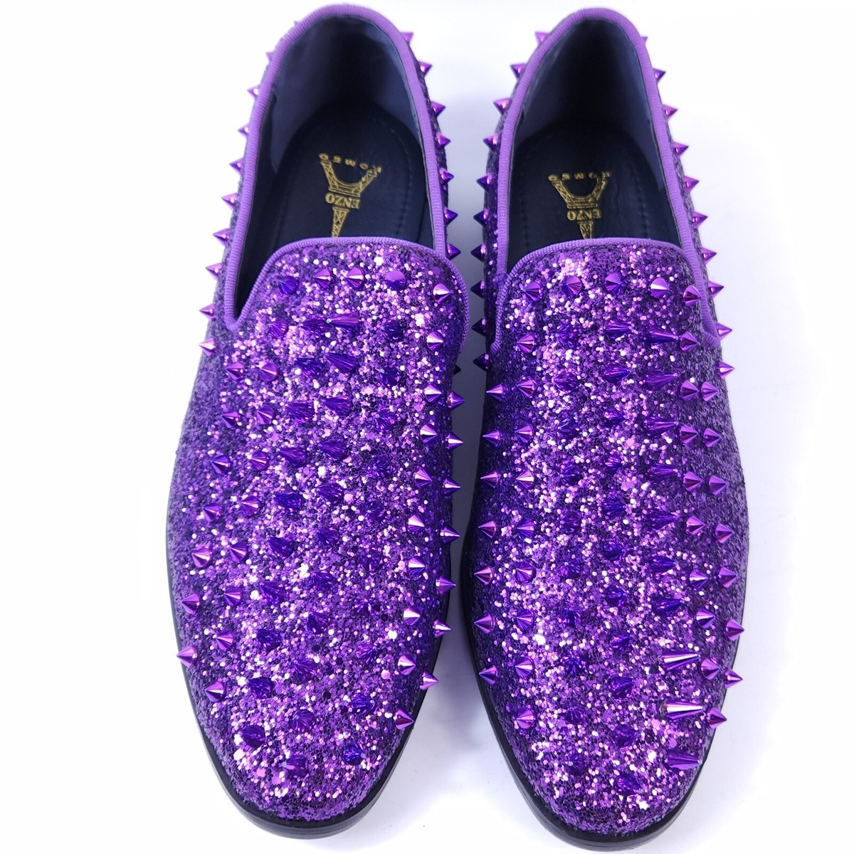 Enzo Romeo Mens Size 8 Sparko Loafers Purple Slip-On Spiked