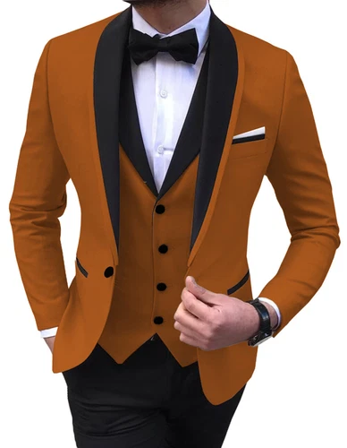 Traje de hombre 3 piezas formal boda fiesta esmoquin blazer + chaleco + pantalones 48 50 52 - Imagen 5 de 35