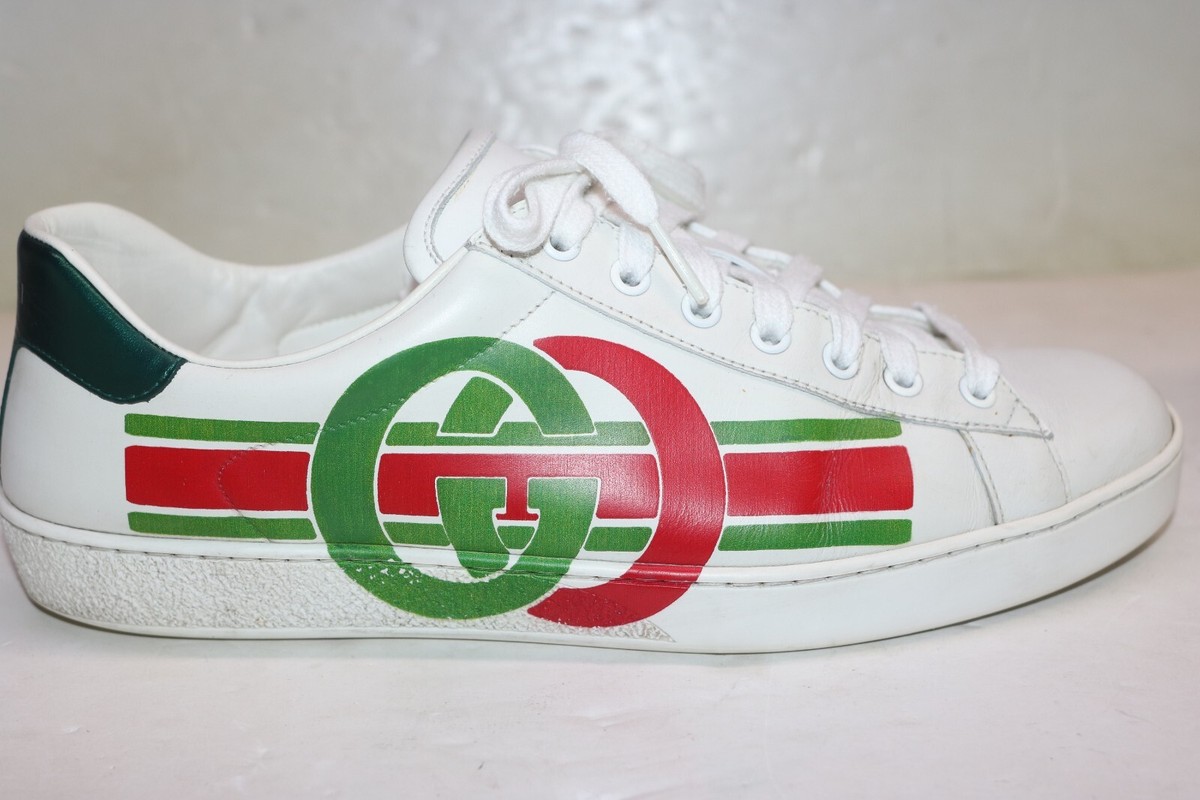 Gucci 576136 Ace Interlocking G White Sneaker Shoes Size 9 | eBay