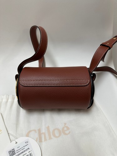 Chloé Darryl Mini Grained Calfskin Bag Sepia Brown Preloved - Picture 2 of 4