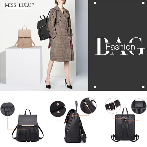 Ladies Fashion A4 Shoulder School Travel Bag Backpack Girl Faux Leather Rucksack - Picture 2 of 32