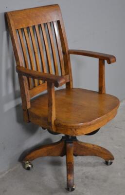 Antique Oak Swivel Tilt Victorian Office Chair #22093 | eBay