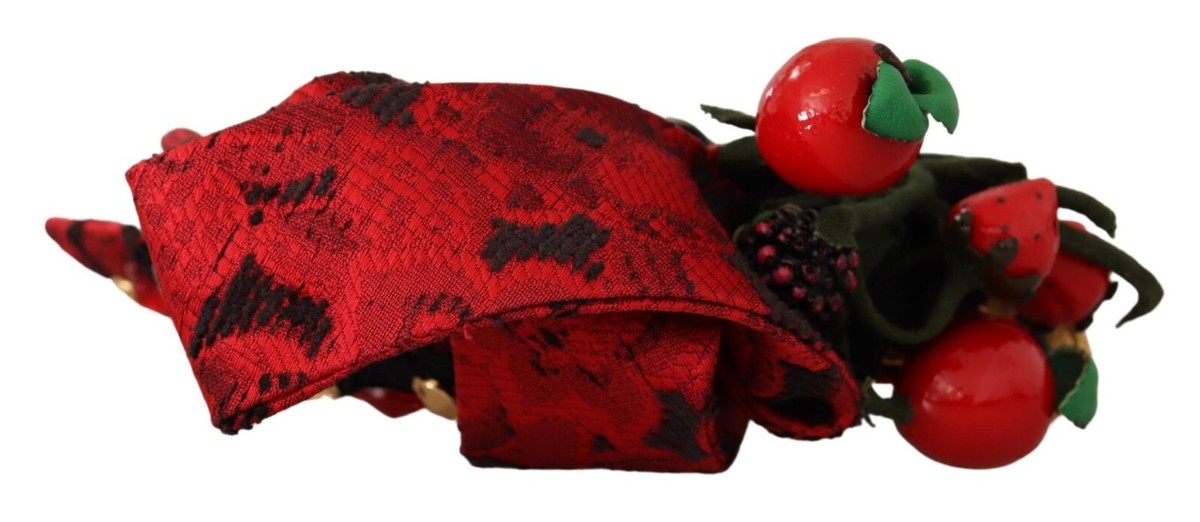 Bandeau Diadème Dentelle Dolce & Gabbana - Jacquard Rouge Et Noir Avec Cristaux - Neuf Avec Étiquettes