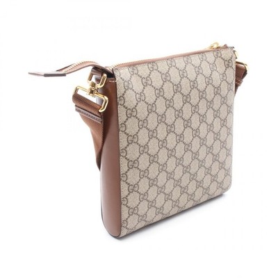 GUCCI GG Supreme Messenger Shoulder Bag canvas leather Beige Brown