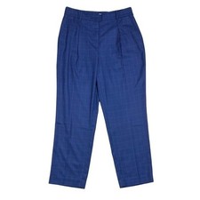 Nine West Straight Leg Windowpane Plaid Navy Blue Womens 10 NWT