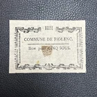 France - Assignat Bon pour 5 Sous Commune de Piolenc (1791-92) Réf AU24
