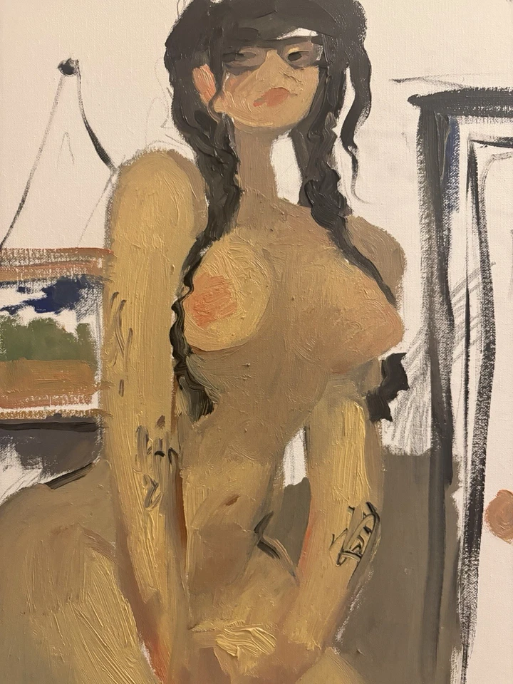 Figura Boudoir Retrato Cubismo Disney Pintura al Óleo 16x20 Lienzo Original Firmado Foto 3 de 3