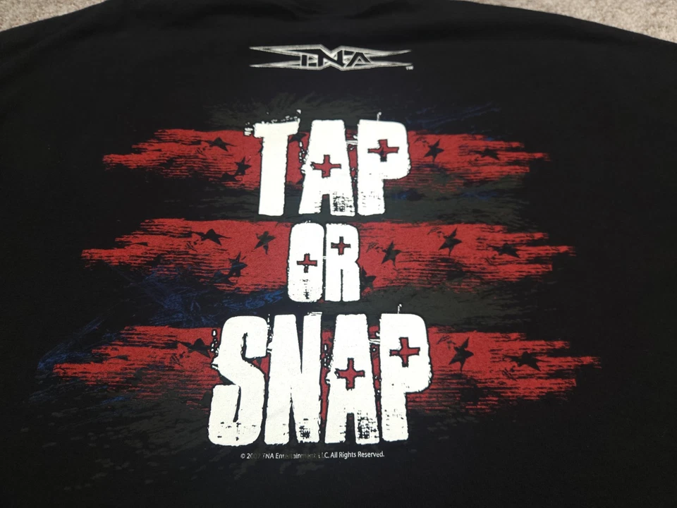 Vintage Wrestling T Shirt Mens 3XL XXXL Black Tap Or Snap Double Sided Eagle - Image 2 of 4