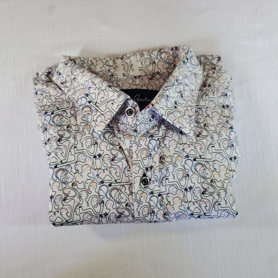Robert Graham Men's Dress Button Down Shirt Medium Short Sleeve ...