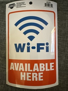 Wi-Fi AVAILABLE HERE Adhesive Sticker Decal WiFi SIGN door window COSCO 098359