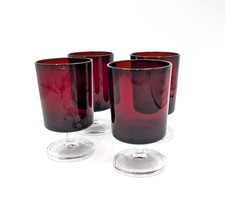 Set of 4 Luminarc Ruby Red Footed Wine/Cordial Glasses 4.5" tall 8 Oz France