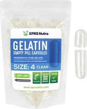 XPRS Nutra Size 4 Empty Capsules - 100 Count Small Clear Empty Gelatin Capsules 