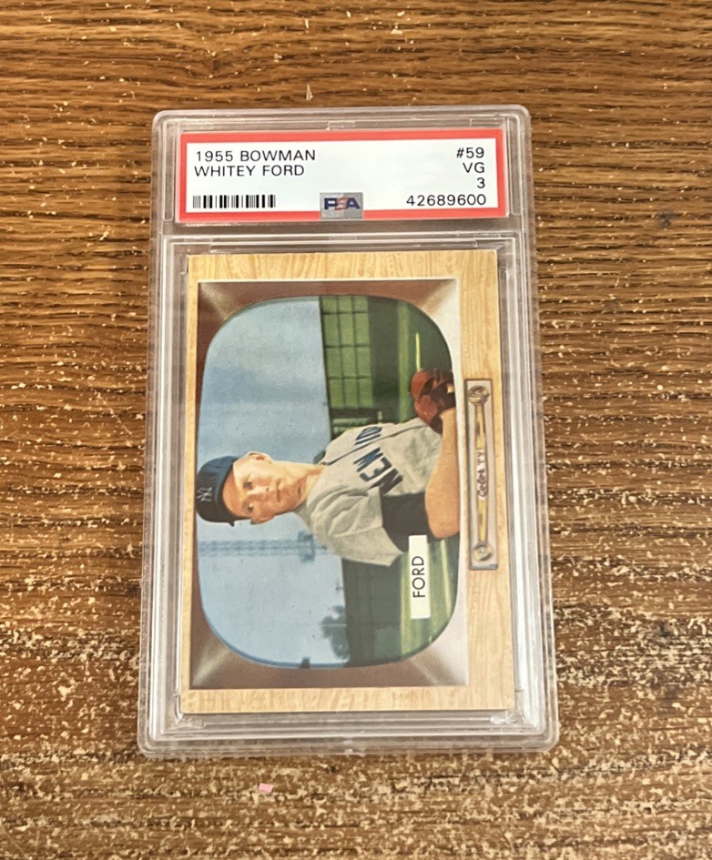 1955 BOWMAN #59 WHITEY FORD YANKEES PSA GRADED VG 3