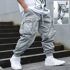 Men  s Cargo Pants Multi Pocket Casual Streetwear Drawstring Jogger Trousers
