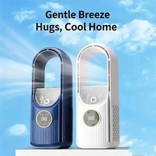Portable 6-Speed Air Conditioner Fan - Silent Leafless Electric Cooler w/Timer