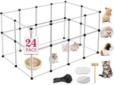 Pet Playpen Small Animals 24 Panels Transparent 48"x24"x28" Dog Puppy Guinea Pig