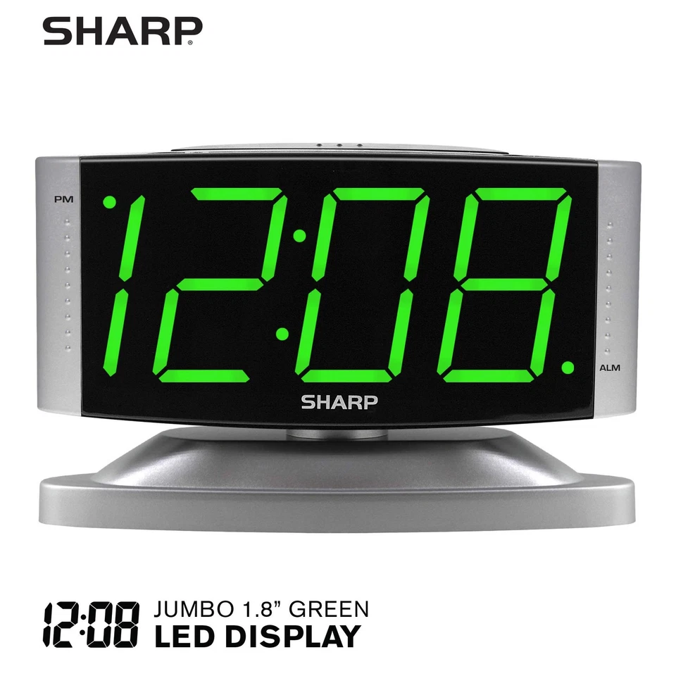 Home LED Digital Alarm Clock – Swivel Base - Outlet Powered, Simple Operation - Image 2 of 4