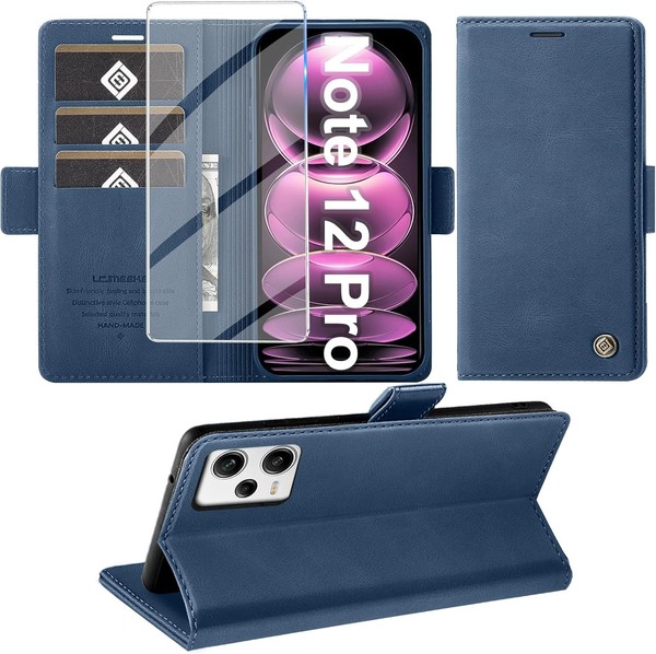 HandyhüLle Pu Leder Wallet Flip Case Blau Mit Kartenfach FüR Redmi Note 12 Pro-image