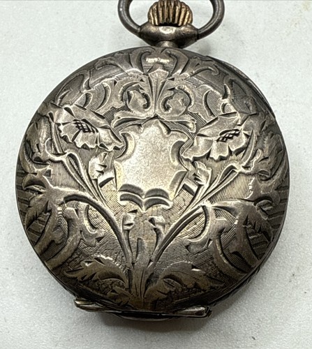 Charles Robert & Co 800 Silver Enamel Ladies Pocket Watch Swiss Parts Chatelaine - Picture 8 of 16