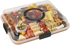 Charcuterie Board with Clear Lid, Travel Portable Cheese Board Charcuterie Bo...