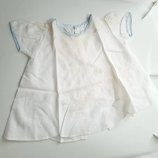 0 Months Antique Vintage Hand Scalloped Butterfly COTTON BABY DRESS Embroidered
