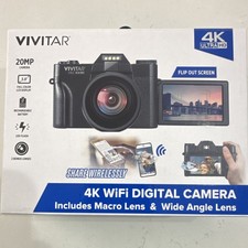 Vivitar 4K Wi-Fi Digital Camera 20MP Flip Out Screen Macro Wide Lens