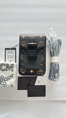 NEW $660 MCM Black Orange Vallarta COLOR SPLASH Monogram
