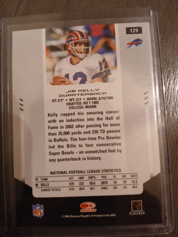 2004 Leaf Certified Materials - Flashback Jim Kelly #129 - Image 2 of 2