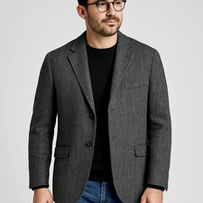Banana Republic 42R Italian Wool Blazer 420 Charcoal Gray Striped Jacket