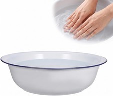 TOVINANNA Enamel Foot Bath Basin 30cm 11.8" Small Metal for Home Spa Pedicures