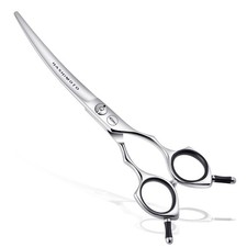 HASHIMOTO Dog Grooming Scissors, Curved Scissors for 6.5", Silver