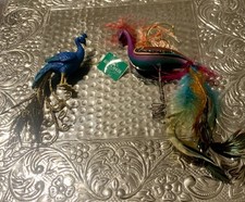 Kurt Adler Peacock Ornaments Beautiful detail Set of 2 - NEW, one with tags