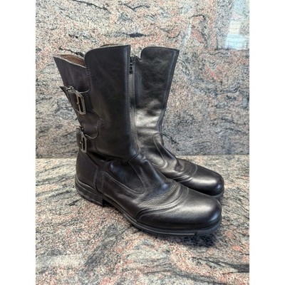 Aero Giardini Black Leather Buckle Boots