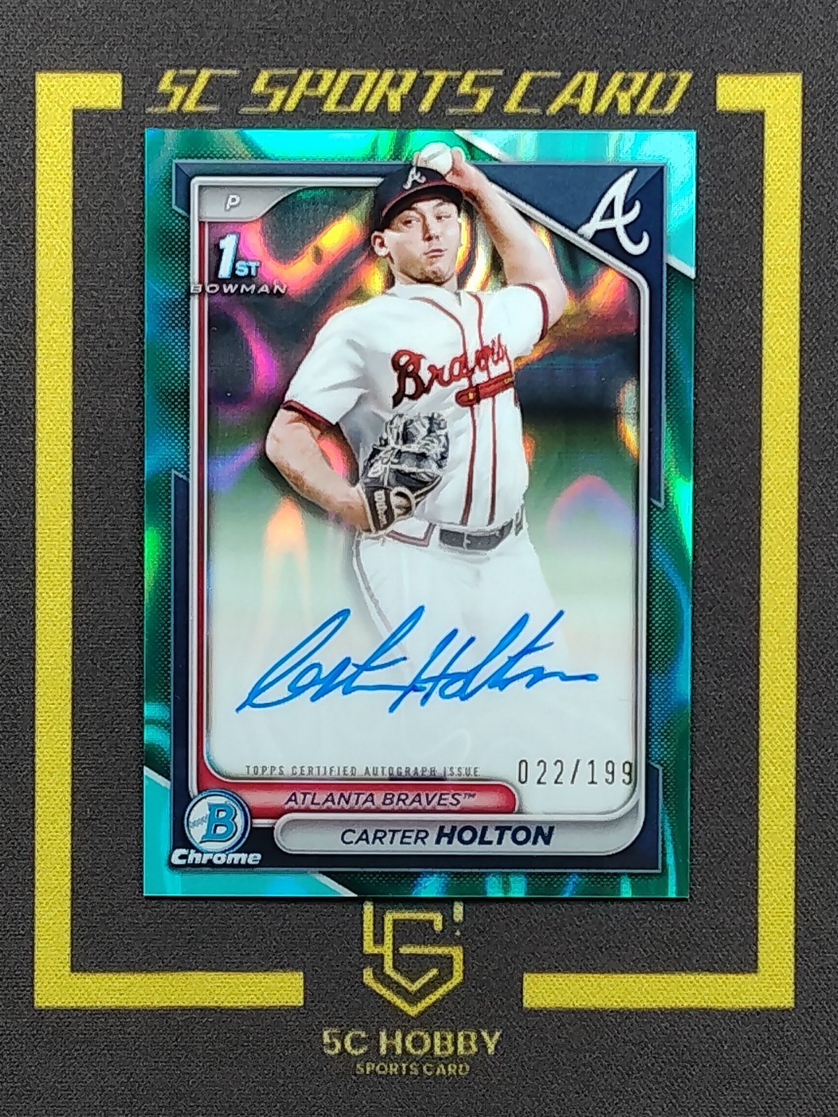 2024 Bowman Chrome 1ST Prospect Aqua Lava Refractor/199 Auto Carter Holton FCKXS