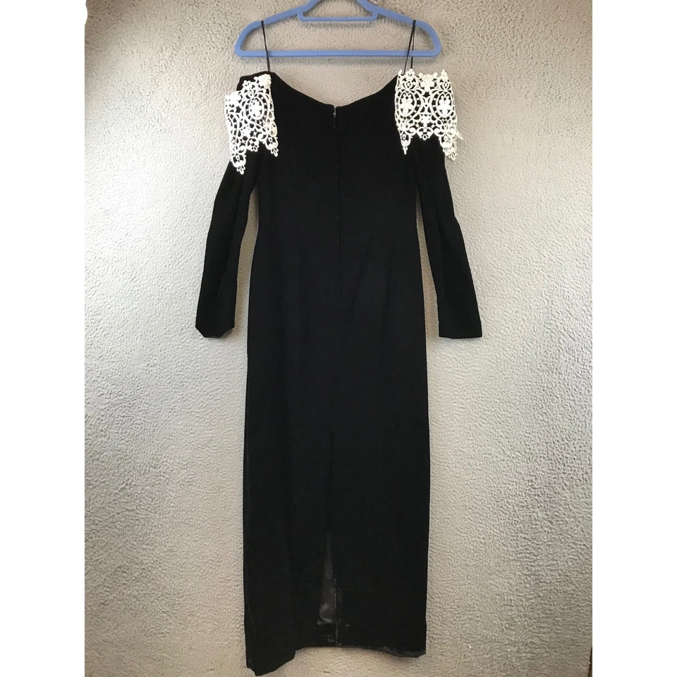 Maxi Vestido Formal De Colección Scott McClintock Terciopelo Encaje Hombro Descubierto Foto 2 de 4